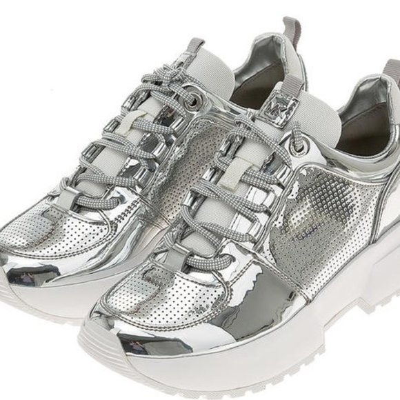 Michael Kors COSMO Mirror-Metallic Trainer Sneaker - Picture 1 of 8